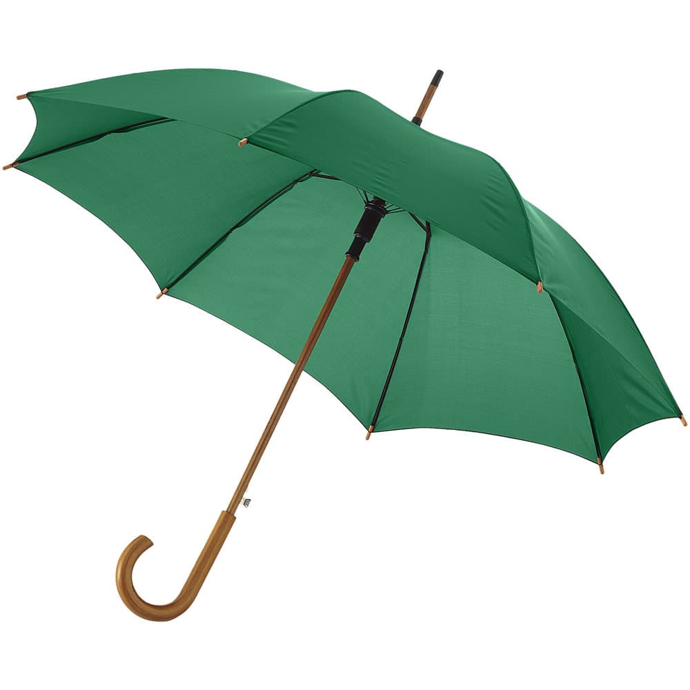 Automatik-Regenschirm mit Holzschaft und -griff TIMBARO in Grün