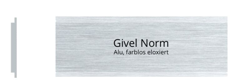 GIVEL 80 x 25 mm, Alu farblos eloxiert, GIVEL 80 x 25 mm, Alu farblos eloxiert