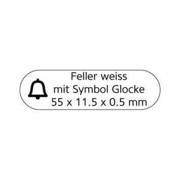 FELLER 55 x 11,5 x 0,5 mm, weiss, selbstklebend, mit Symbol, FELLER 55 x 11,5 x 0,5 mm, weiss, selbstklebend, mit Symbol