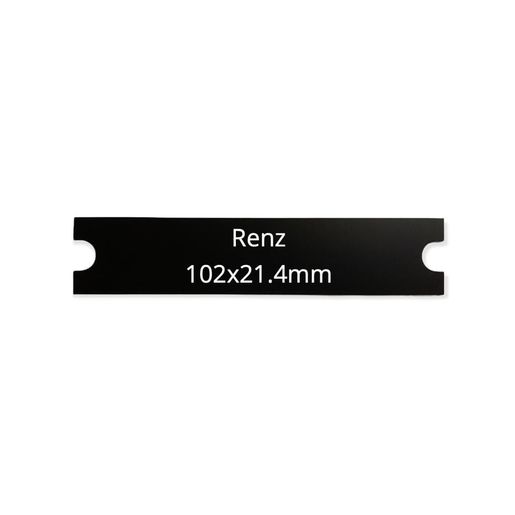 RENZ 102 x 21,4 x 0,8 mm, Gravoply-2 schwarz, Ref. 210, RENZ 102 x 21,4 x 0,8 mm, Gravoply-2 schwarz, Ref. 210