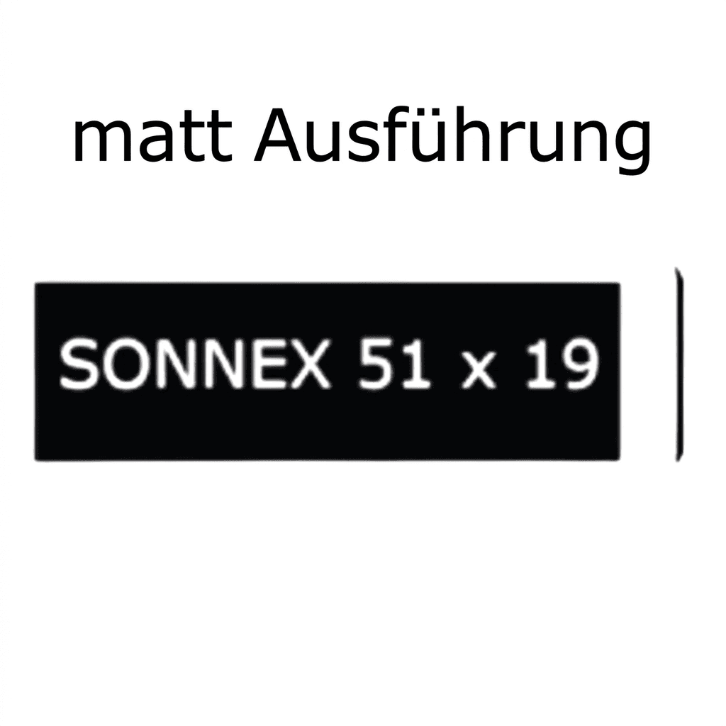 SONNEX 51 x 19 x 1,0 mm, Alu schwarz matt 2M, SONNEX 51 x 19 x 1,0 mm, Alu schwarz matt 2M