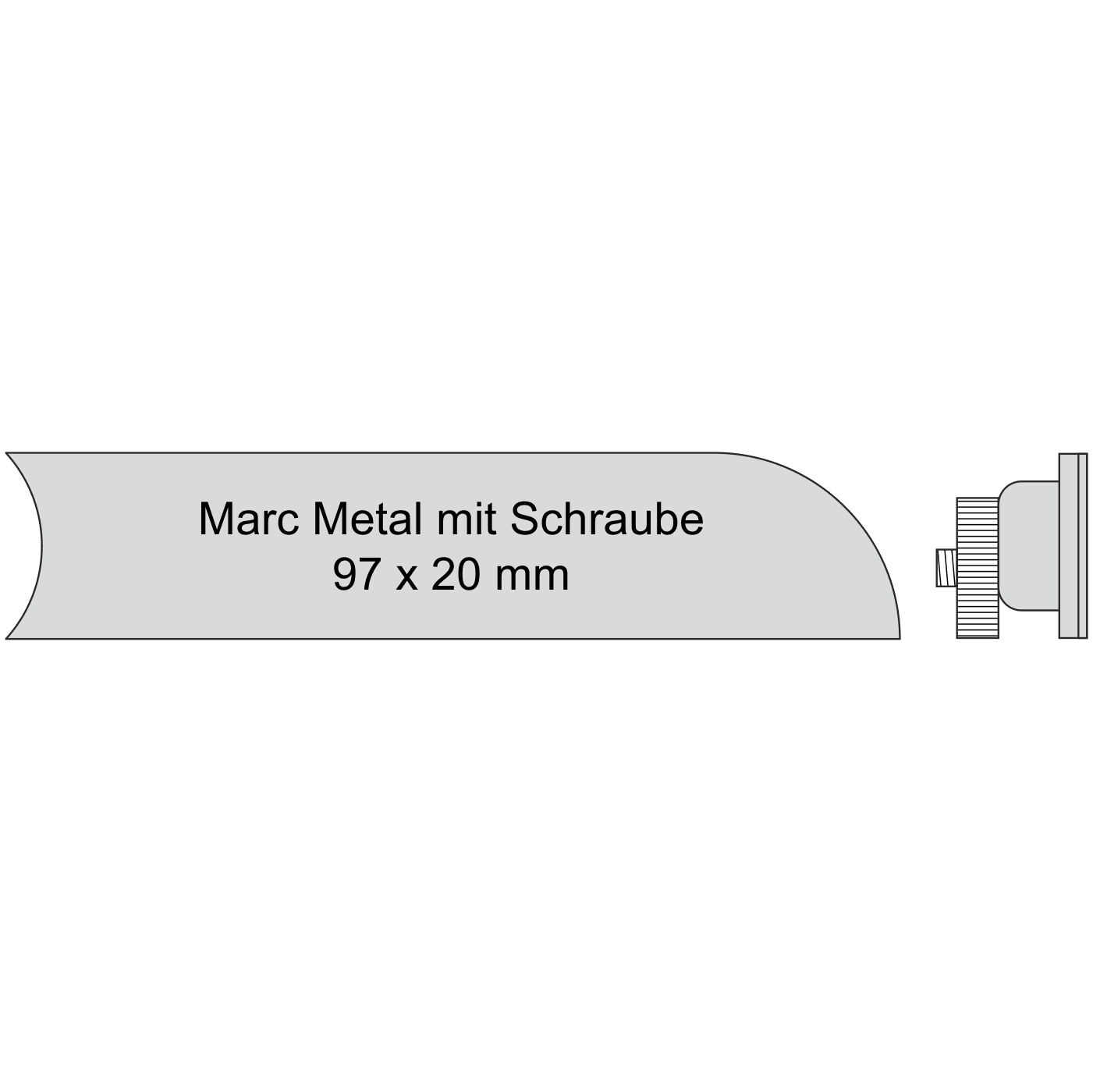 MARC-METAL 97 x 20 mm, Alu komplett mit Schraube, MARC-METAL 97 x 20 mm, Alu komplett mit Schraube