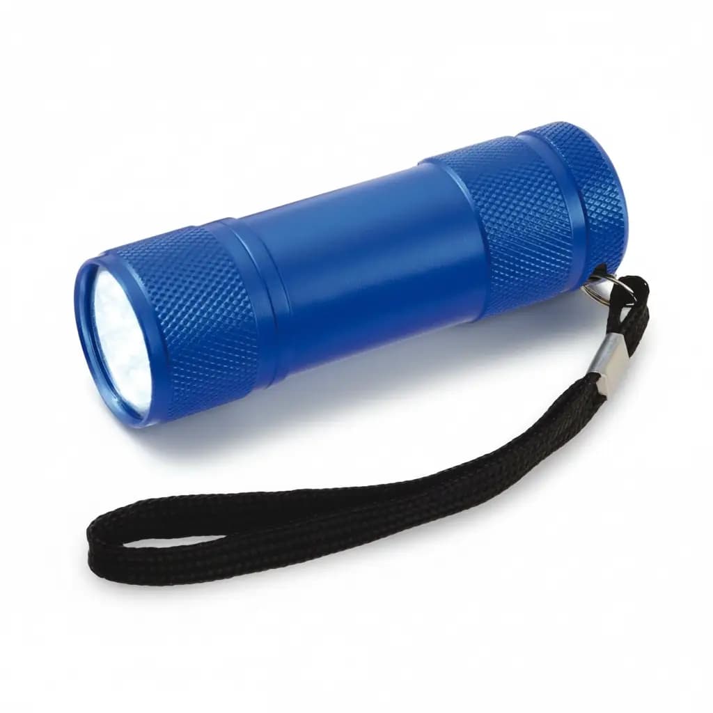 9 LED-Lampe SHORTY in Blau eloxiert